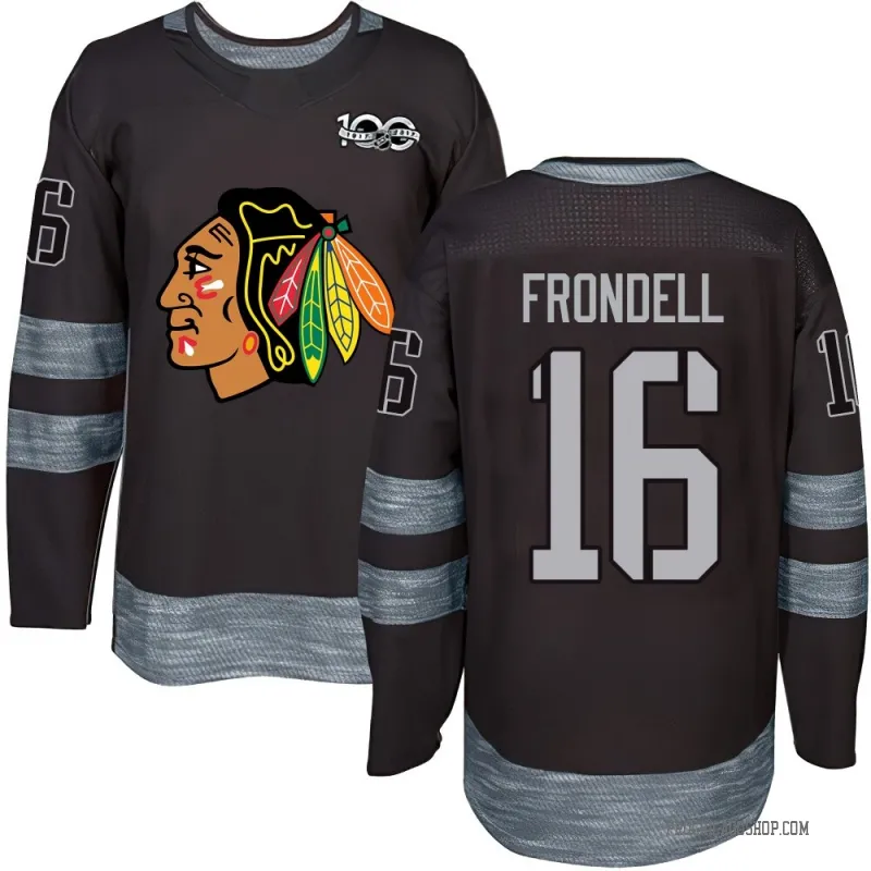Black Men's Anton Frondell Authentic Chicago Blackhawks 1917-2017 100th Anniversary Jersey