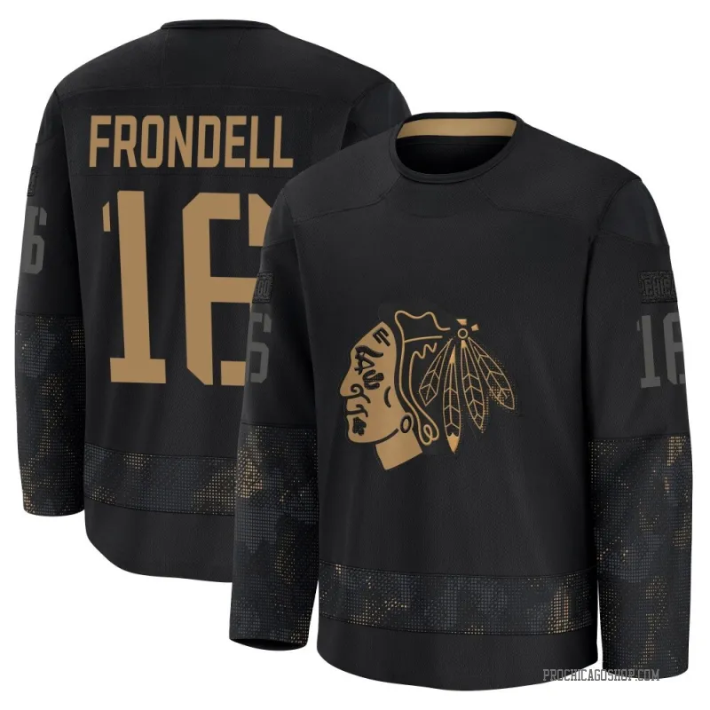Black Men's Anton Frondell Premium Chicago Blackhawks 2024 Military Appreciation Practice Jersey