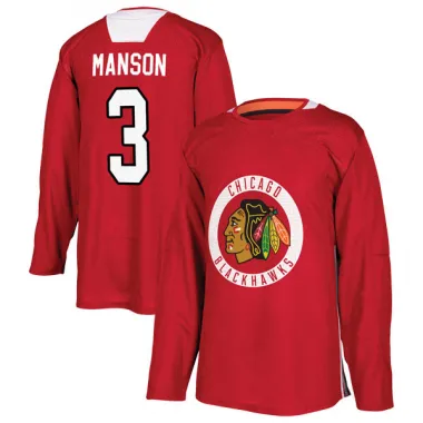 Black Men's Dave Manson Authentic Chicago Blackhawks Red Home Practice Jersey