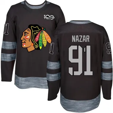 Black Men's Frank Nazar Authentic Chicago Blackhawks 1917-2017 100th Anniversary Jersey