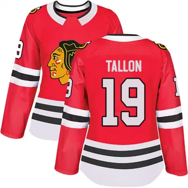 Black Women's Dale Tallon Authentic Chicago Blackhawks Red Home Jersey