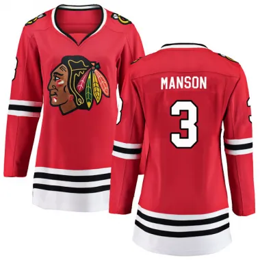 Black Women's Dave Manson Breakaway Chicago Blackhawks Red Home Jersey