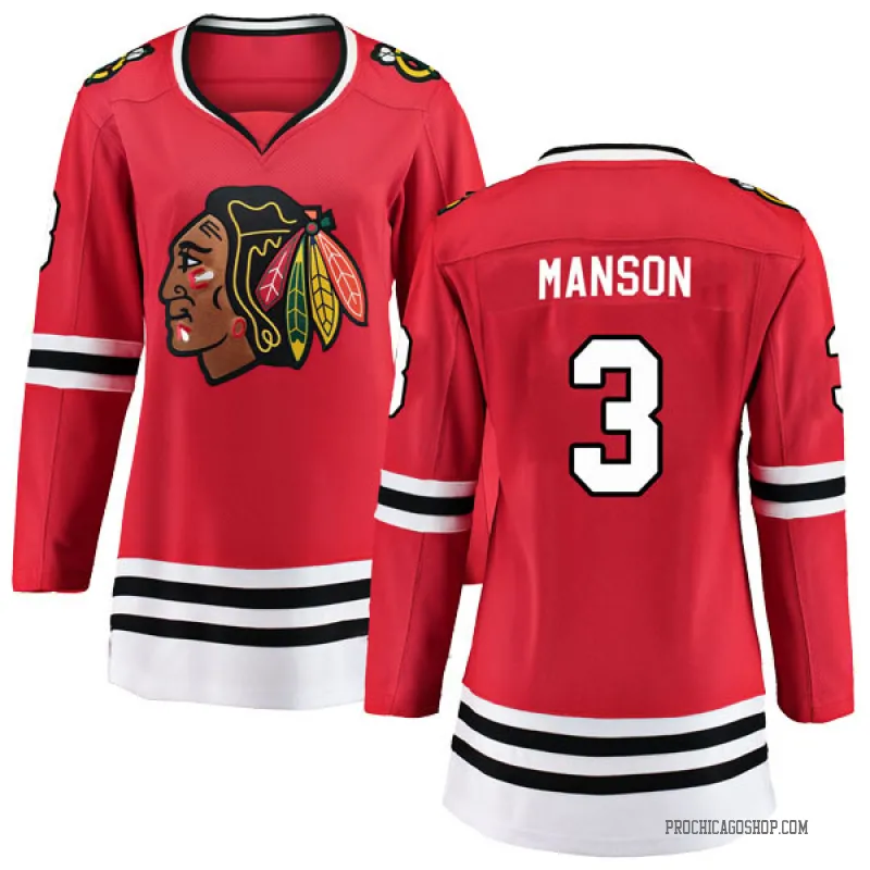 Black Women's Dave Manson Breakaway Chicago Blackhawks Red Home Jersey