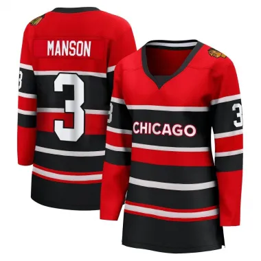 Black Women's Dave Manson Breakaway Chicago Blackhawks Red Special Edition 2.0 Jersey