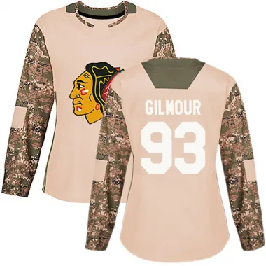 Black Women's Doug Gilmour Authentic Chicago Blackhawks Camo Veterans Day Practice Jersey