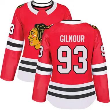 Black Women's Doug Gilmour Authentic Chicago Blackhawks Red Home Jersey