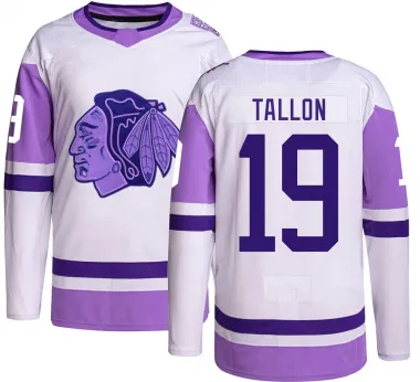 Black Youth Dale Tallon Authentic Chicago Blackhawks Hockey Fights Cancer Jersey