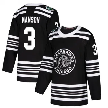 Black Youth Dave Manson Authentic Chicago Blackhawks 2019 Winter Classic Jersey