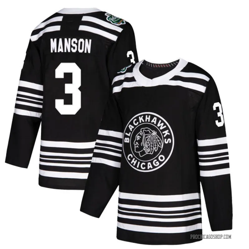 Black Youth Dave Manson Authentic Chicago Blackhawks 2019 Winter Classic Jersey