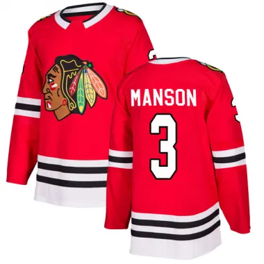 Black Youth Dave Manson Authentic Chicago Blackhawks Red Home Jersey