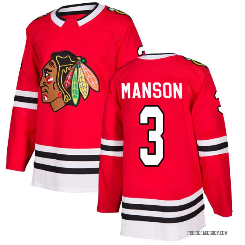 Black Youth Dave Manson Authentic Chicago Blackhawks Red Home Jersey