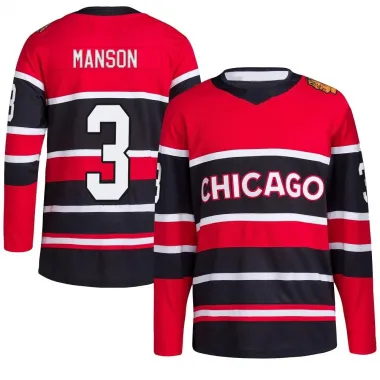 Black Youth Dave Manson Authentic Chicago Blackhawks Red Reverse Retro 2.0 Jersey