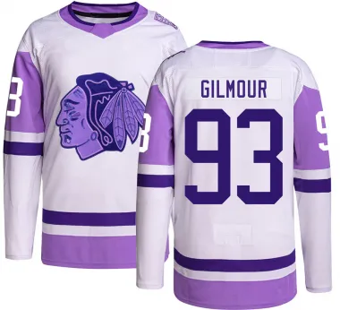 Black Youth Doug Gilmour Authentic Chicago Blackhawks Hockey Fights Cancer Jersey