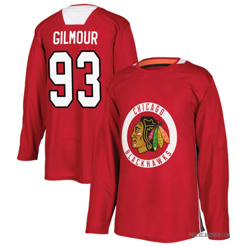 Black Youth Doug Gilmour Authentic Chicago Blackhawks Red Home Practice Jersey