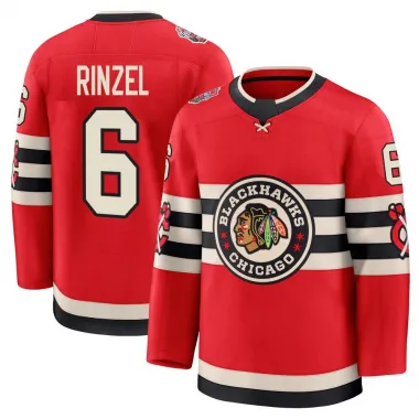 Black Youth Sam Rinzel Premium Chicago Blackhawks Red 2025 Winter Classic Jersey