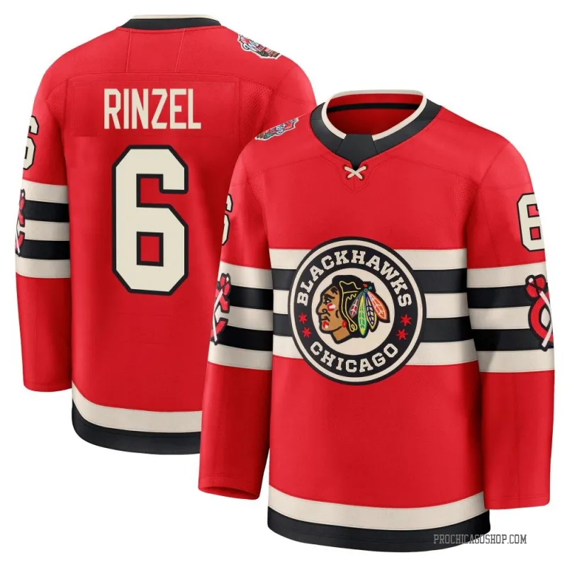 Black Youth Sam Rinzel Premium Chicago Blackhawks Red 2025 Winter Classic Jersey