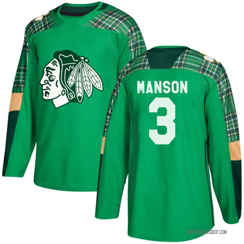 Green Youth Dave Manson Authentic Chicago Blackhawks St. Patrick's Day Practice Jersey