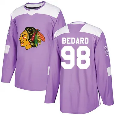 Purple Men's Connor Bedard Authentic Chicago Blackhawks Fights Cancer Practice Jersey