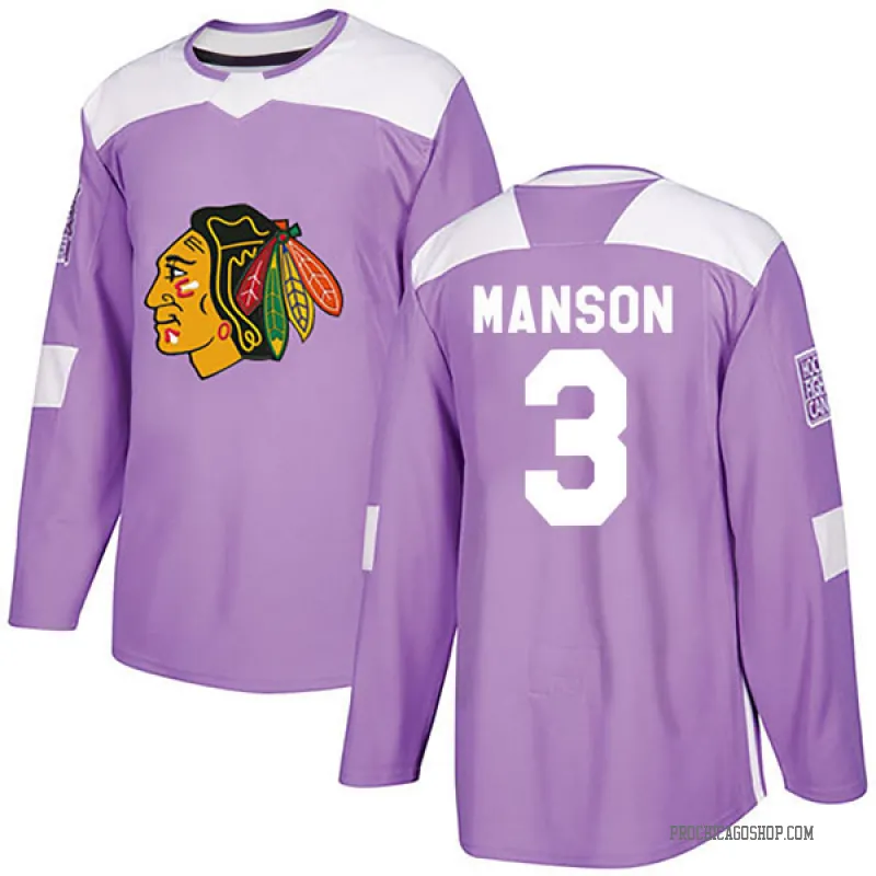 Purple Men's Dave Manson Authentic Chicago Blackhawks Fights Cancer Practice Jersey
