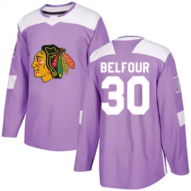 Purple Men's ED Belfour Authentic Chicago Blackhawks Fights Cancer Practice Jersey