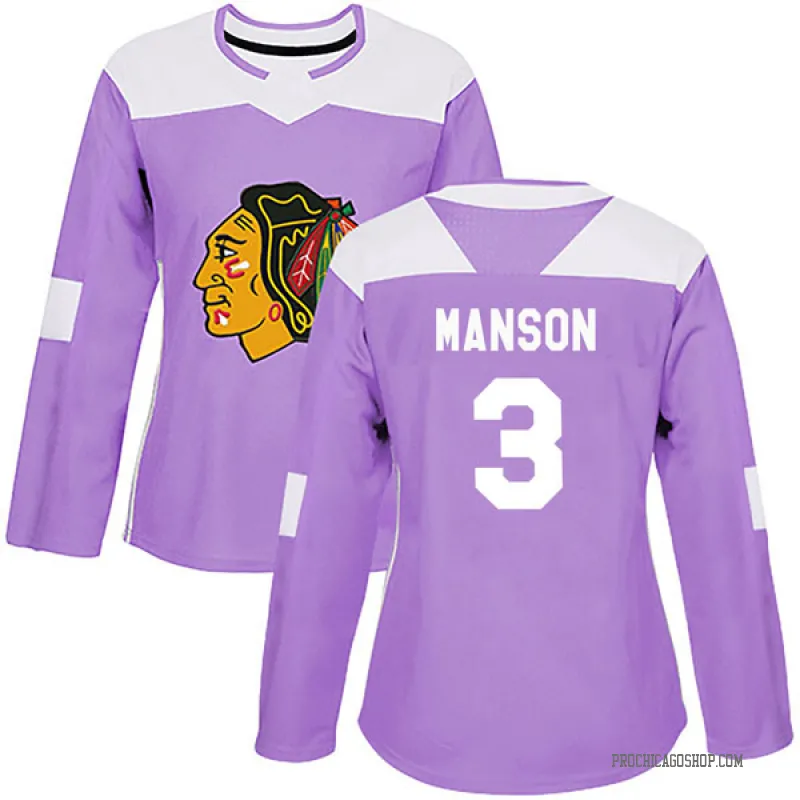 Purple Women's Dave Manson Authentic Chicago Blackhawks Fights Cancer Practice Jersey