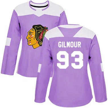 Purple Women's Doug Gilmour Authentic Chicago Blackhawks Fights Cancer Practice Jersey