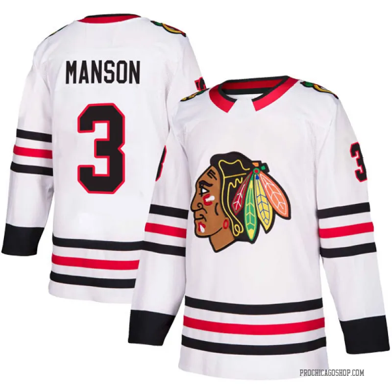 White Men's Dave Manson Authentic Chicago Blackhawks Away Jersey
