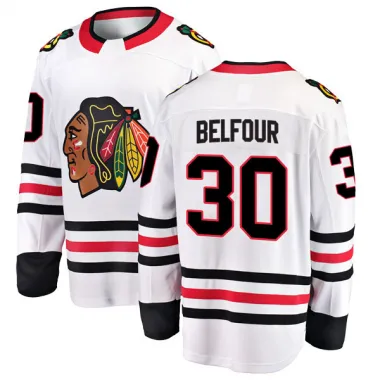 White Men's ED Belfour Breakaway Chicago Blackhawks Away Jersey