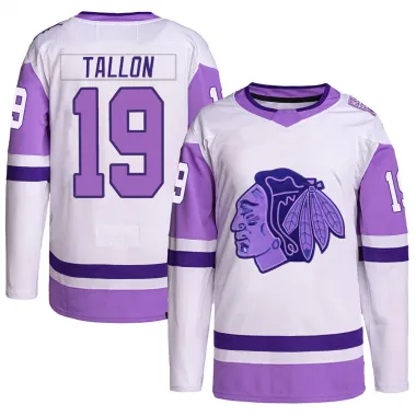 White/Purple Men's Dale Tallon Authentic Chicago Blackhawks Hockey Fights Cancer Primegreen Jersey