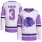 White/Purple Youth Dave Manson Authentic Chicago Blackhawks Hockey Fights Cancer Primegreen Jersey