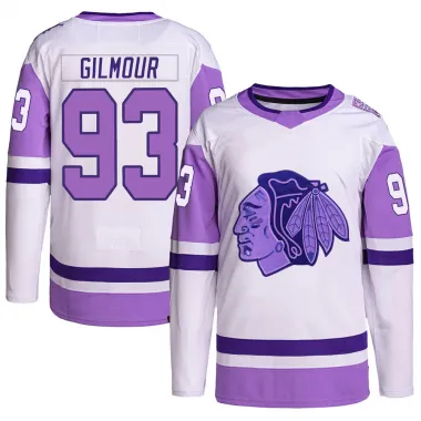 White/Purple Youth Doug Gilmour Authentic Chicago Blackhawks Hockey Fights Cancer Primegreen Jersey