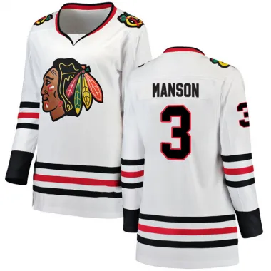 White Women's Dave Manson Breakaway Chicago Blackhawks Away Jersey