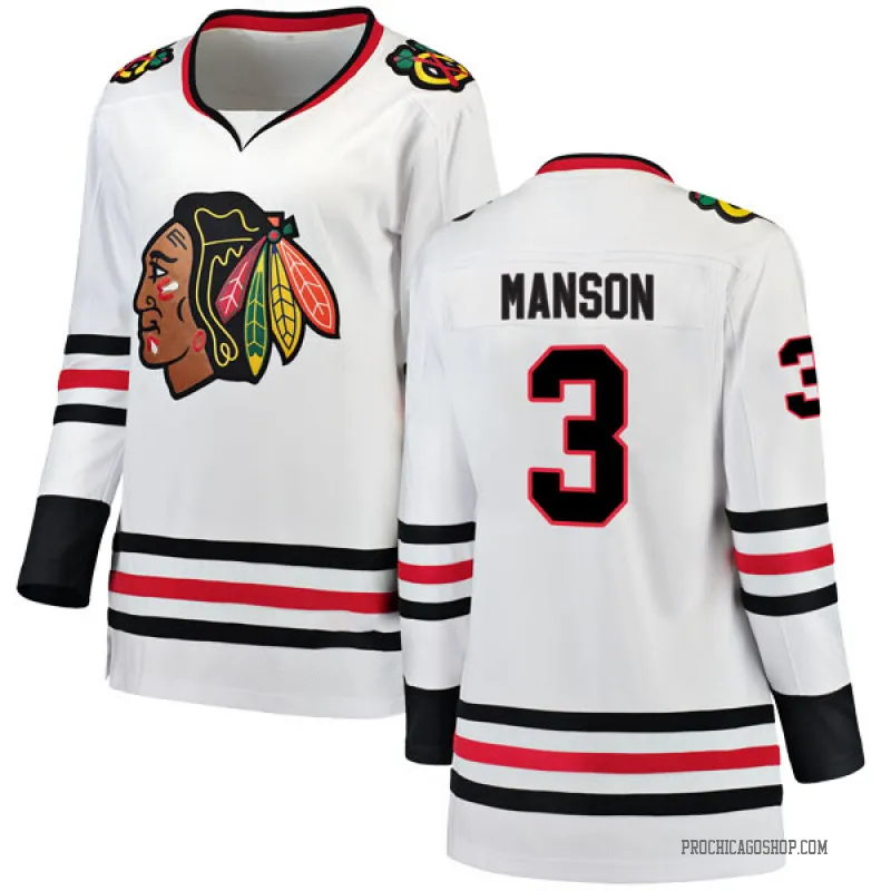 White Women's Dave Manson Breakaway Chicago Blackhawks Away Jersey