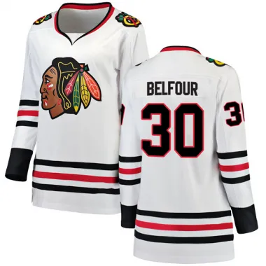 White Women's ED Belfour Breakaway Chicago Blackhawks Away Jersey