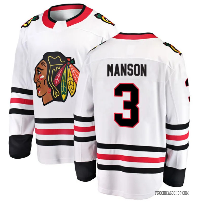 White Youth Dave Manson Breakaway Chicago Blackhawks Away Jersey