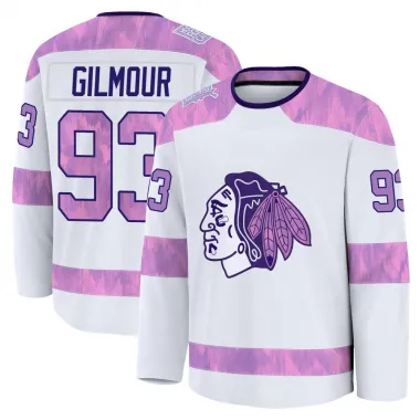White Youth Doug Gilmour Premium Chicago Blackhawks 2024 Hockey Fights Cancer Practice Jersey
